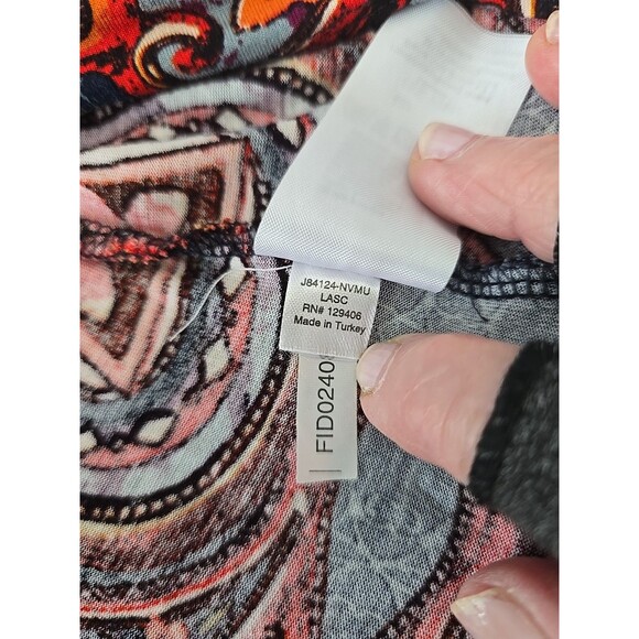 Lascana for Venus Paisley Tank Top Red Navy Sleeveless Keyhole Neck Boho Summer - Picture 10 of 11